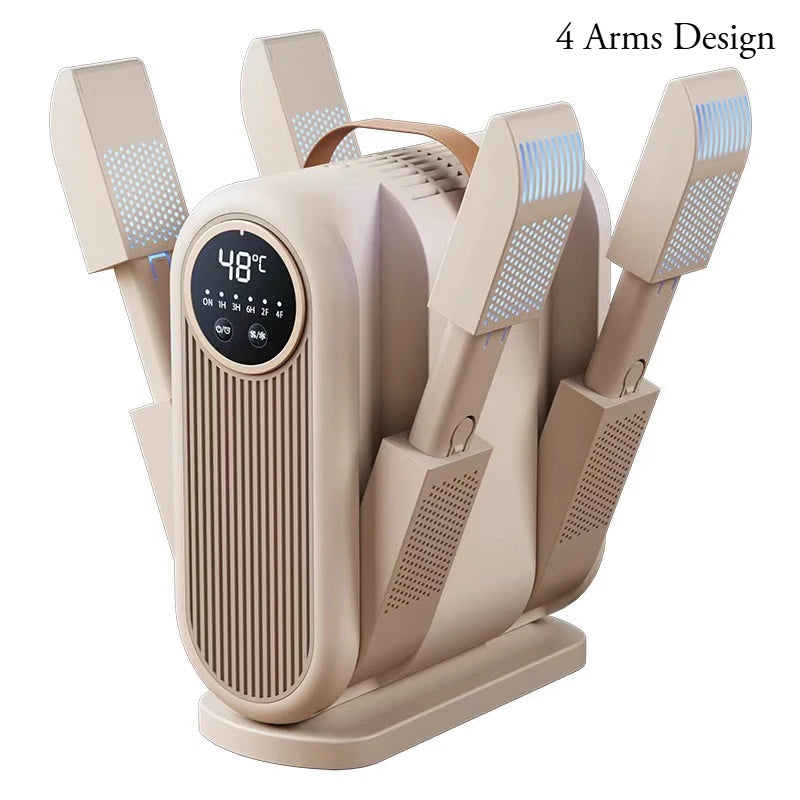 Six-Arm Foldable Shoe Dryer Electric Shoe and Boot Dryer Timing Control Household Shoe Warmer Portable Heater For Socks Boots