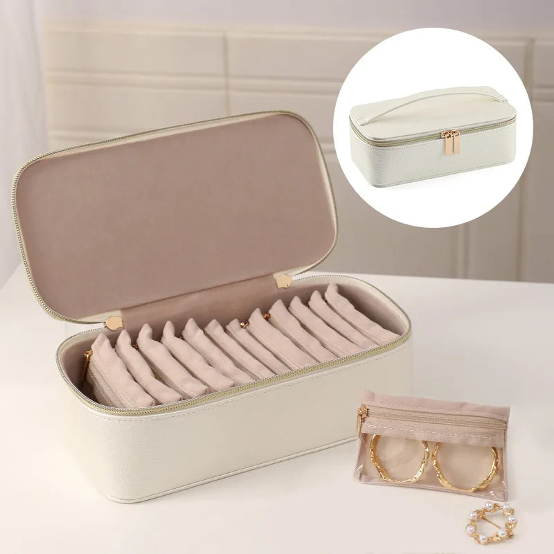Travel Jewelry Organizer, Jewelry Travle Case with 1 Velvet Jewelry Bags Portable Travel Jewelry Storage Box Valentines Gifts