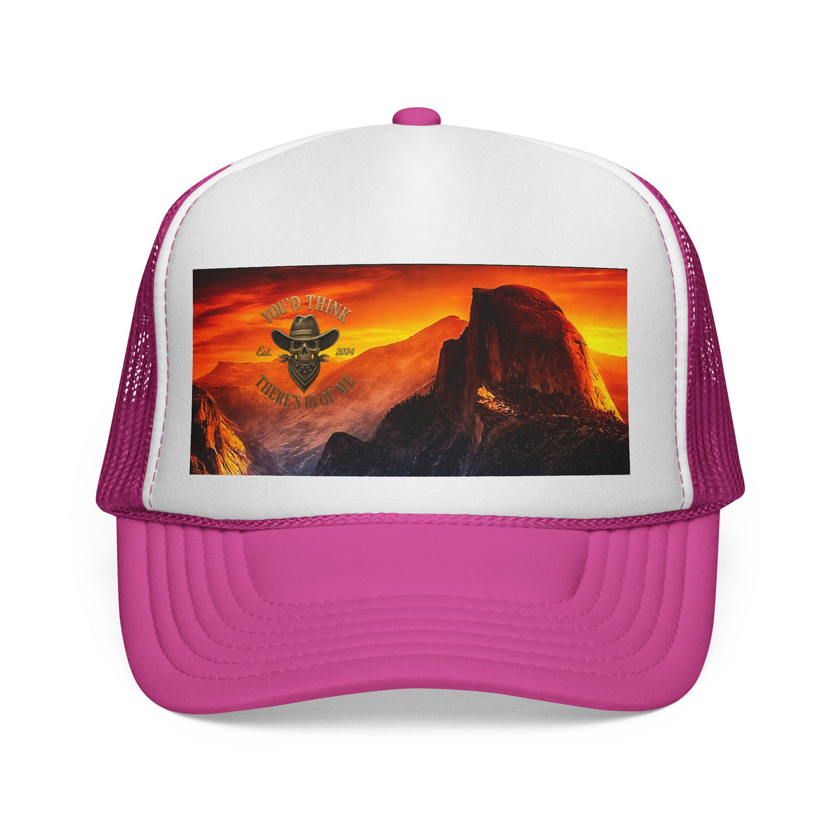 Sunset Mountain Trucker Cap — Vintage Yosemite Peak Photo Hat