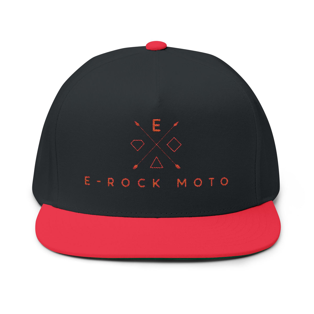 E-Rock Moto Embroidered Flat Bill Cap — Motorcycle Logo Snapback