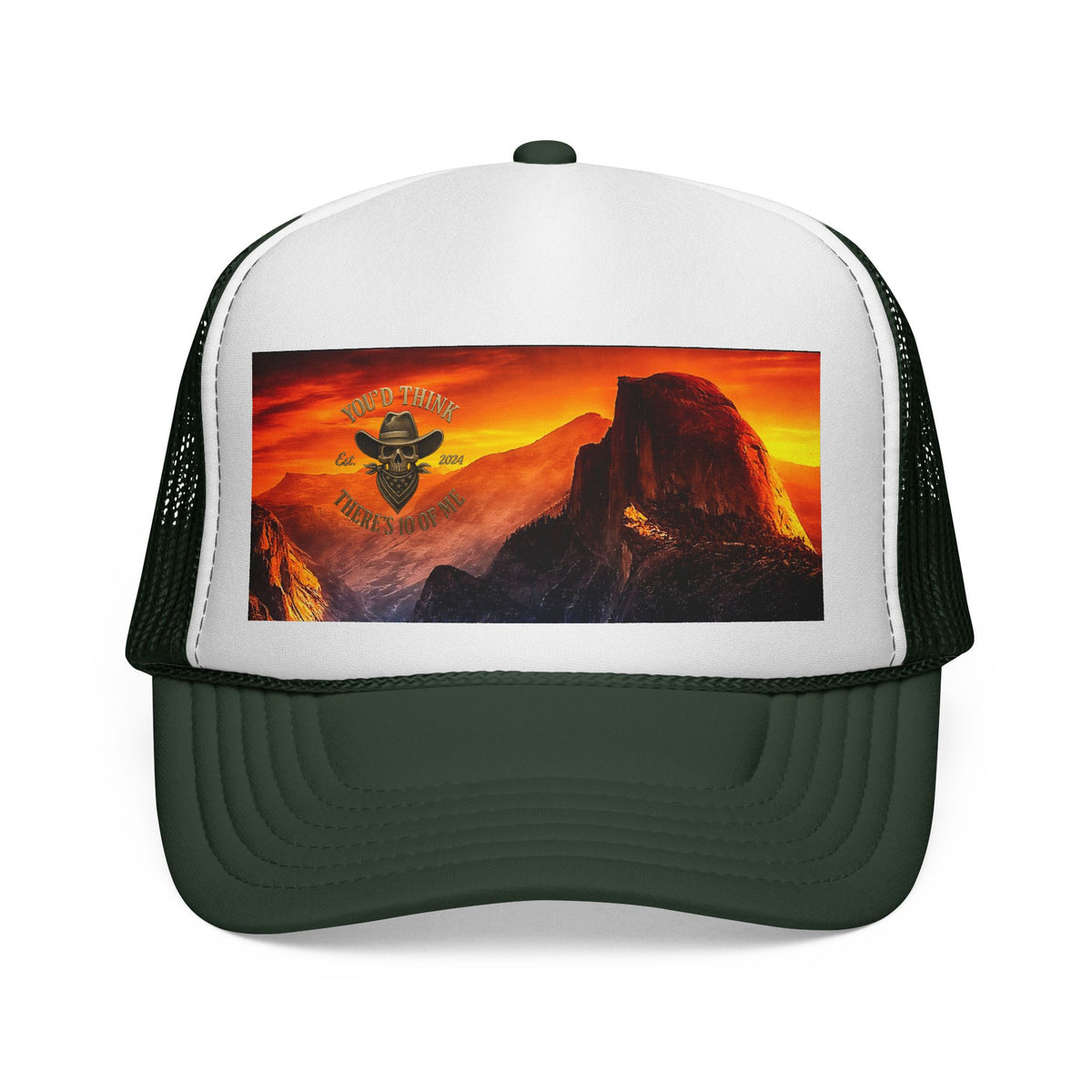 Sunset Mountain Trucker Cap — Vintage Yosemite Peak Photo Hat