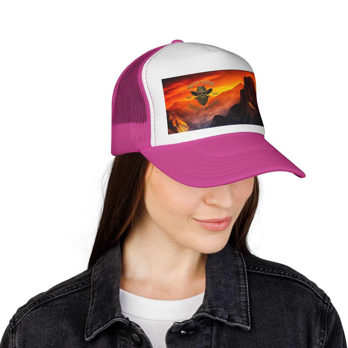 Sunset Mountain Trucker Cap — Vintage Yosemite Peak Photo Hat