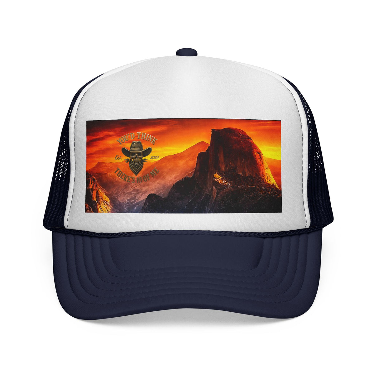 Sunset Mountain Trucker Cap — Vintage Yosemite Peak Photo Hat