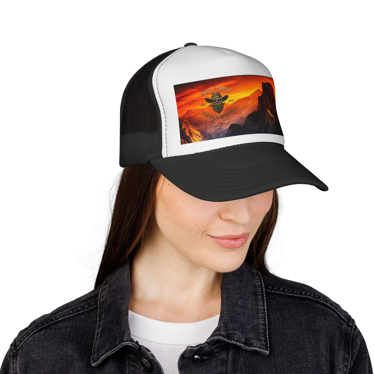 Sunset Mountain Trucker Cap — Vintage Yosemite Peak Photo Hat