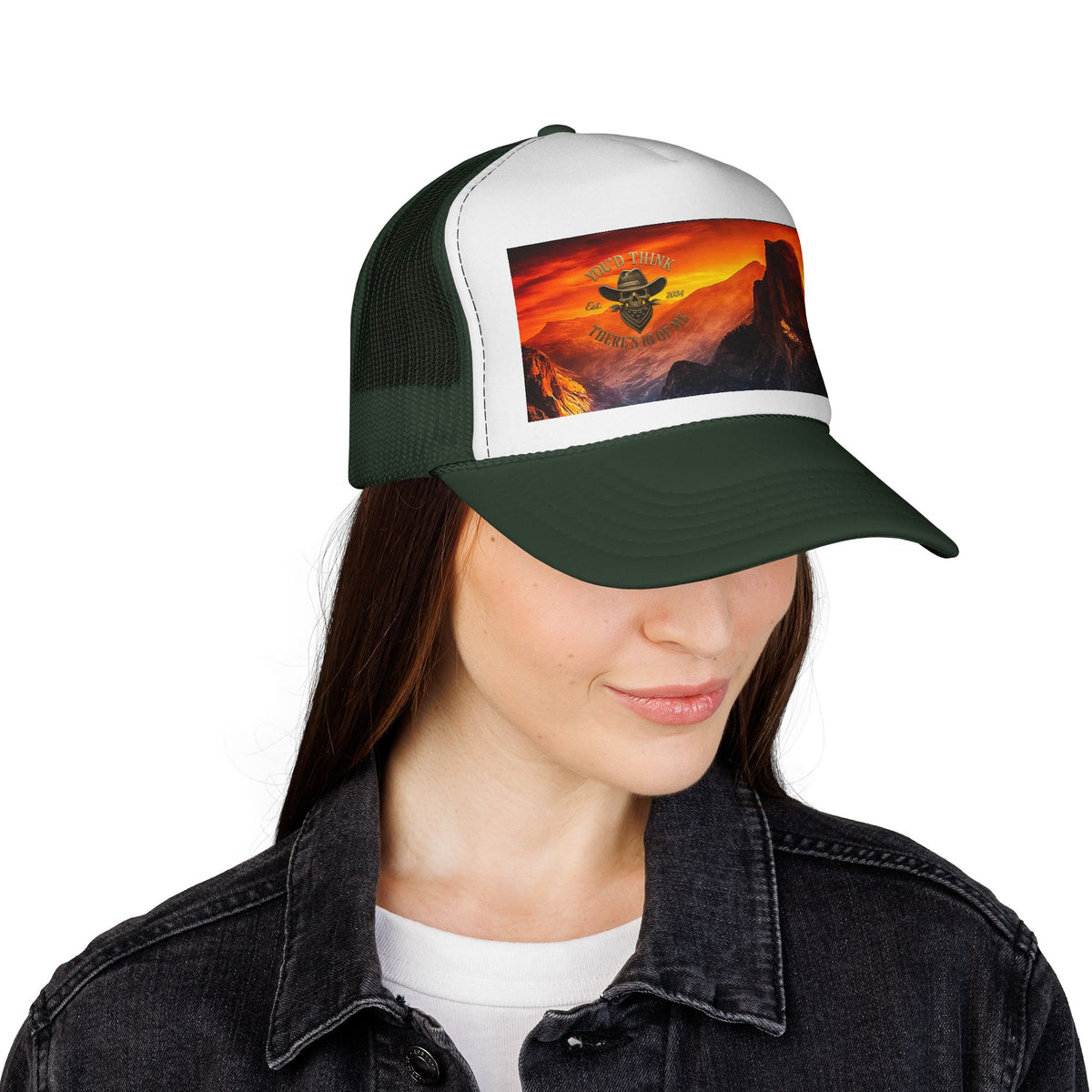 Sunset Mountain Trucker Cap — Vintage Yosemite Peak Photo Hat
