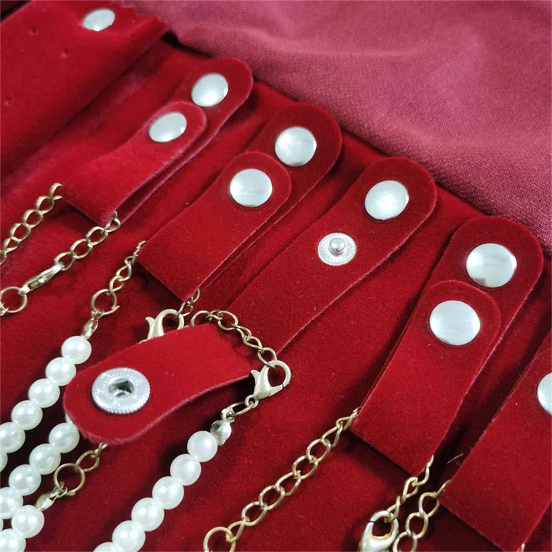 Travel Jewelry Organizer Portable Velvet Ring Earrings Pendant Necklace Holder Bracelet Carrying Storage Bag Foldable Roll Pouch