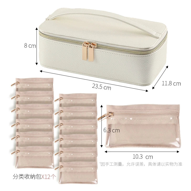Travel Jewelry Organizer, Jewelry Travle Case with 1 Velvet Jewelry Bags Portable Travel Jewelry Storage Box Valentines Gifts