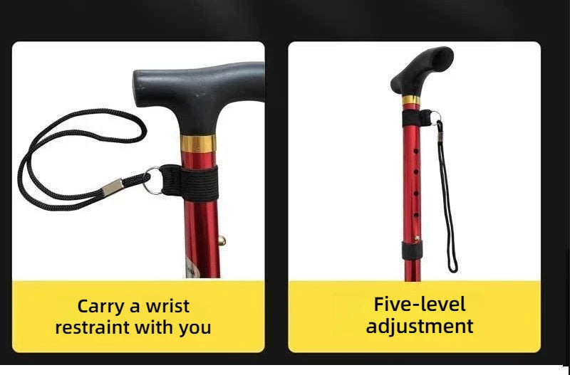 Mountaineering Stick - Men's and Women's Model - Travel Folding Adjustable Telescopic - Multi-functional for The Elderly