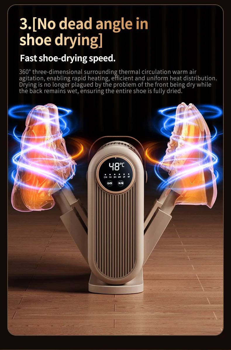 Six-Arm Foldable Shoe Dryer Electric Shoe and Boot Dryer Timing Control Household Shoe Warmer Portable Heater For Socks Boots