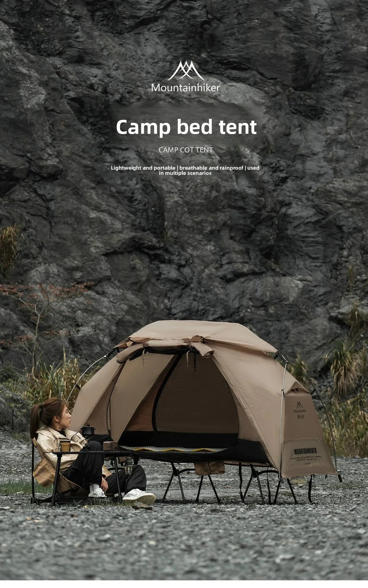 MOUNTAINHIKER 2026 Single Camp Bed Outdoor Tent Waterproof Rainproof Multi-purpose Leisure Camping Shelter for Hiking And Travel