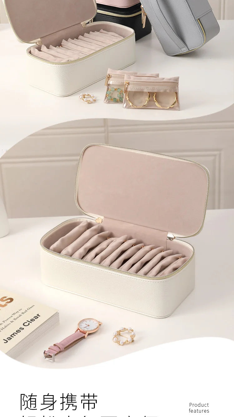 Travel Jewelry Organizer, Jewelry Travle Case with 1 Velvet Jewelry Bags Portable Travel Jewelry Storage Box Valentines Gifts