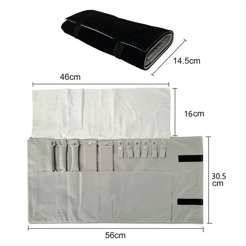 Travel Jewelry Organizer Portable Velvet Ring Earrings Pendant Necklace Holder Bracelet Carrying Storage Bag Foldable Roll Pouch
