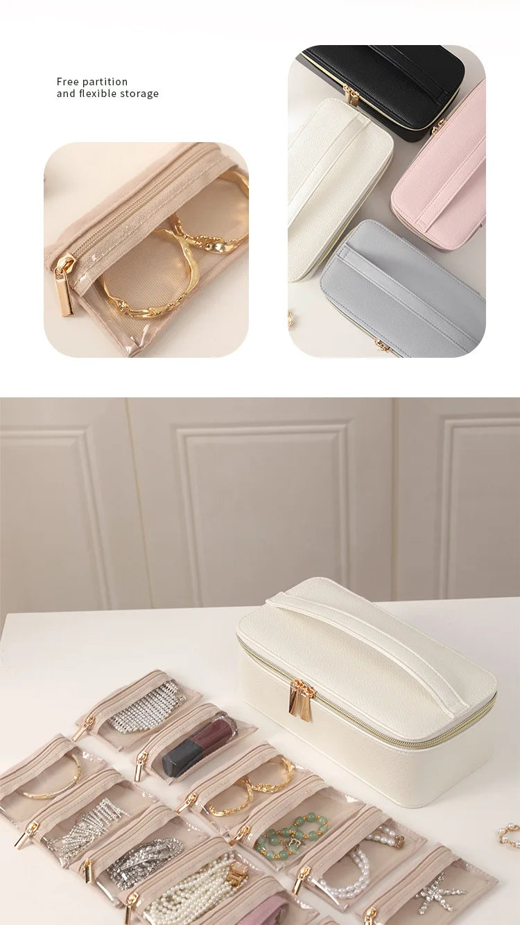 Travel Jewelry Organizer, Jewelry Travle Case with 1 Velvet Jewelry Bags Portable Travel Jewelry Storage Box Valentines Gifts