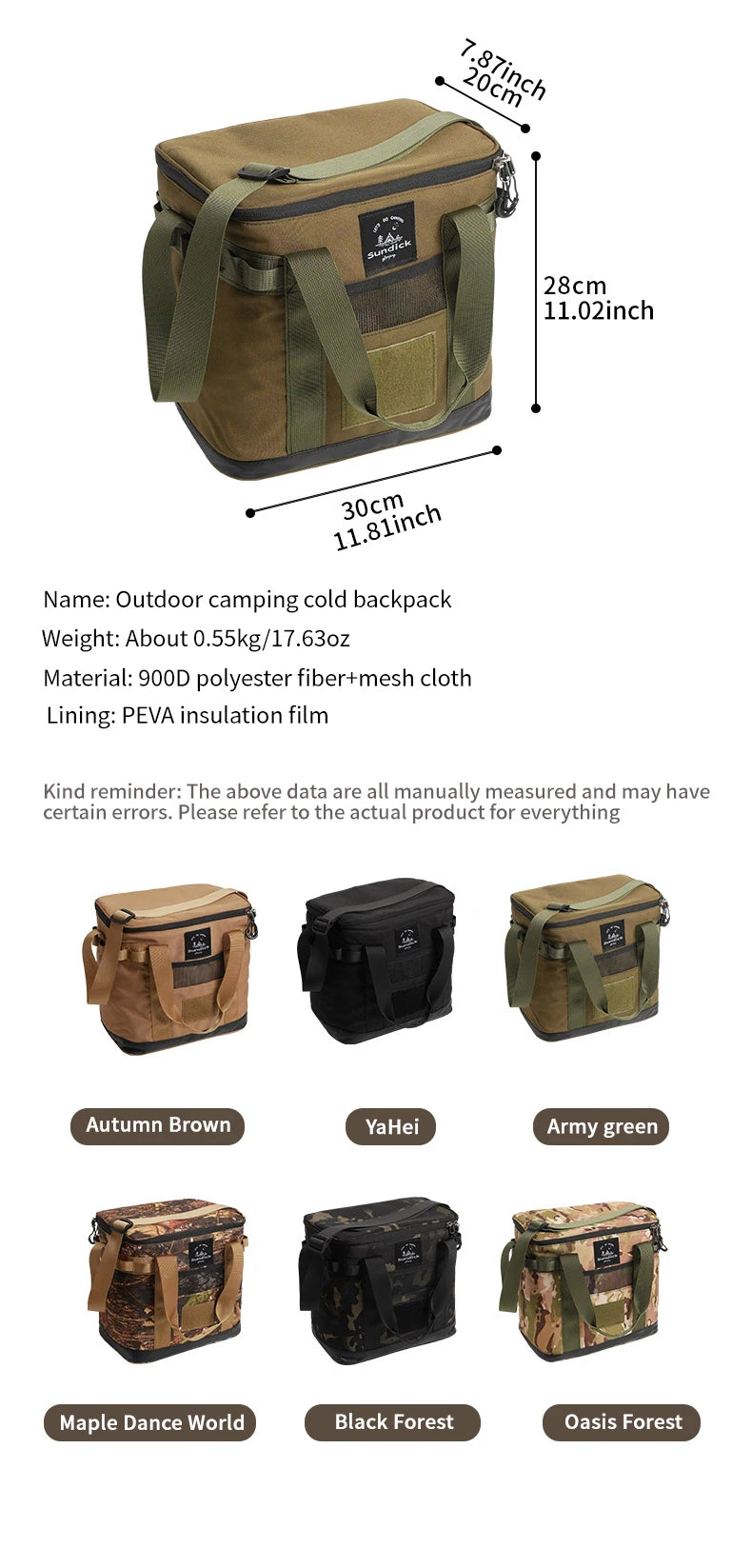 Outdoor Camping Crossbody Insulated Bag, Camping Insulation Bag, Hand-Held Storage Bag, Outdoor Activity Picnic Bag