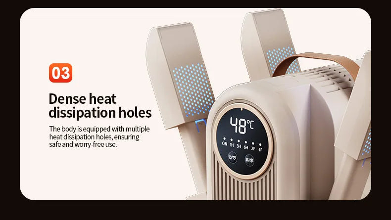 Six-Arm Foldable Shoe Dryer Electric Shoe and Boot Dryer Timing Control Household Shoe Warmer Portable Heater For Socks Boots
