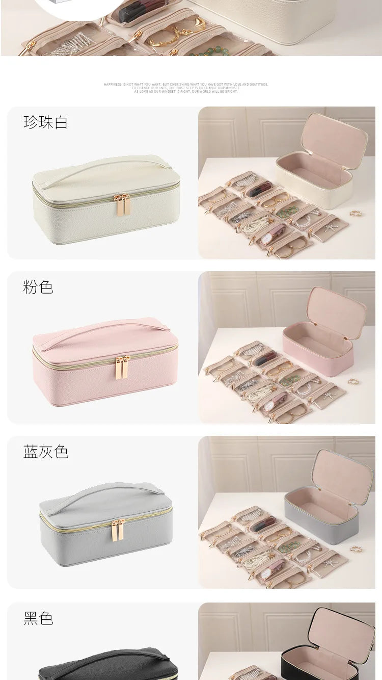 Travel Jewelry Organizer, Jewelry Travle Case with 1 Velvet Jewelry Bags Portable Travel Jewelry Storage Box Valentines Gifts