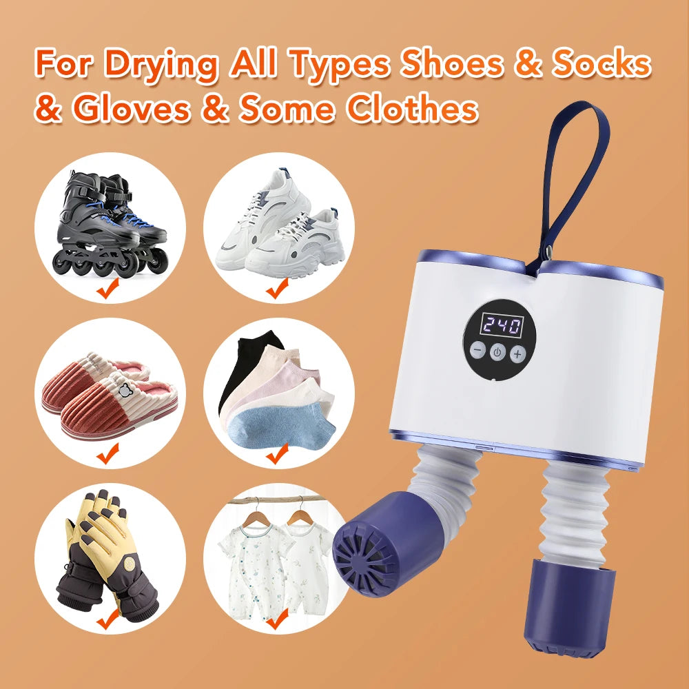 Portable Shoe Dryer with Fan Heater  Intelligent Quick-Drying Ski Boot Dryer with Timer Boot Dryer for Work Boots Sneakers Socks