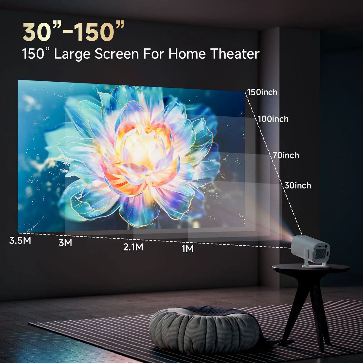 P30PRO Android 14 Smart Mini Projector 4K 1080p HD Video WiFi 6 BT5.0 Native 720p Home Theater Outdoor Portable Projector