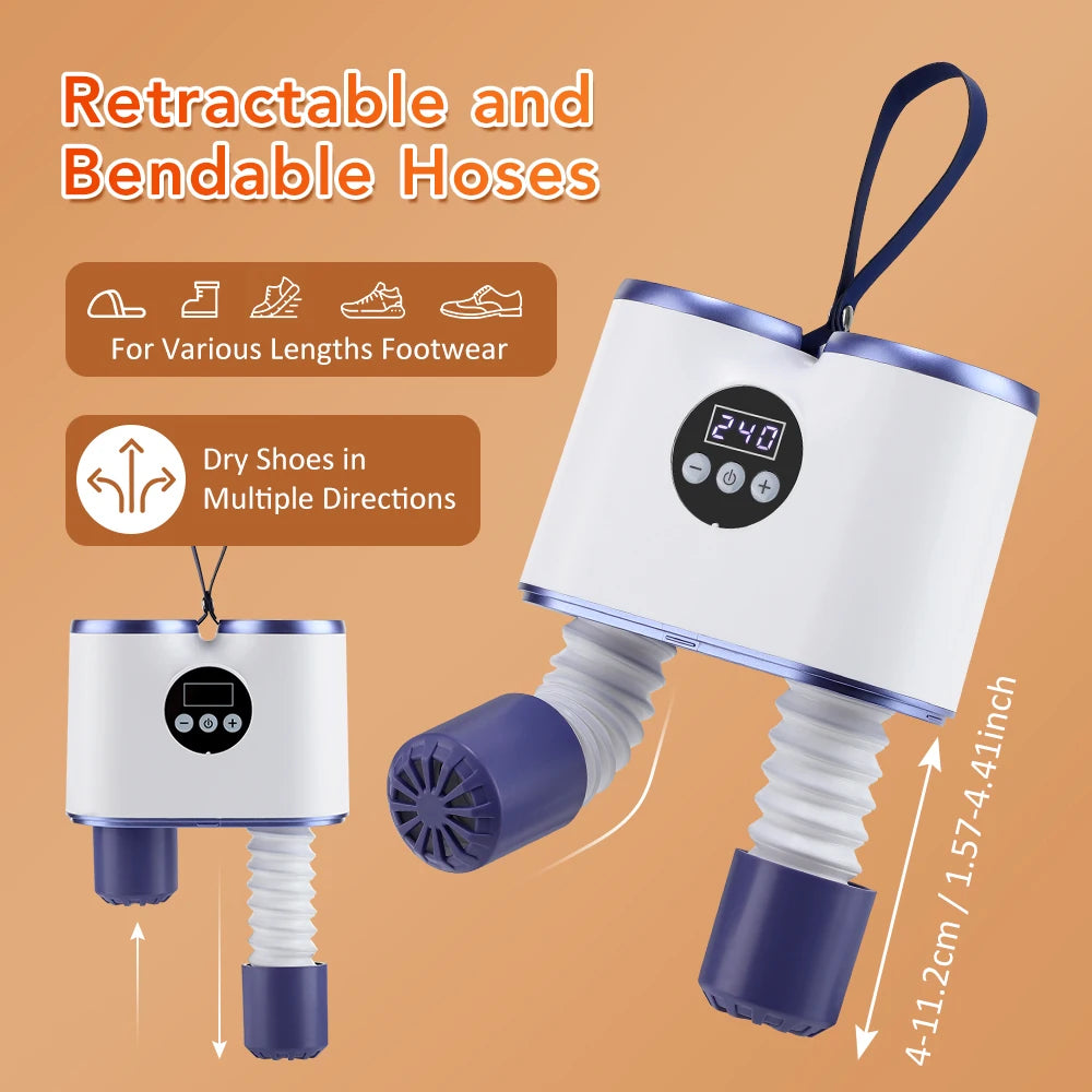 Portable Shoe Dryer with Fan Heater  Intelligent Quick-Drying Ski Boot Dryer with Timer Boot Dryer for Work Boots Sneakers Socks