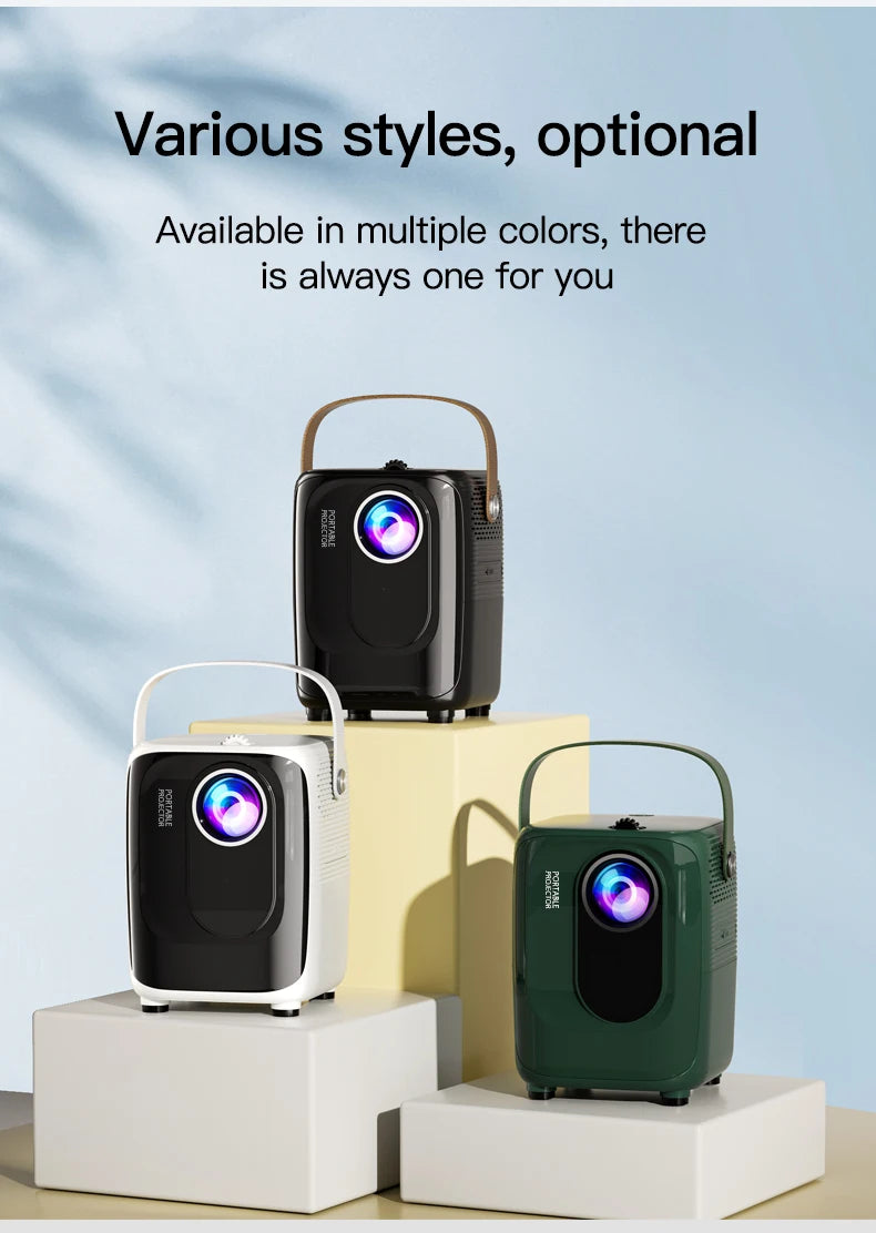 A007 Mini HD Portable Android Projector Indoor Home Theater Portable Entertainment System for Family Indoor Movies Video Leisure