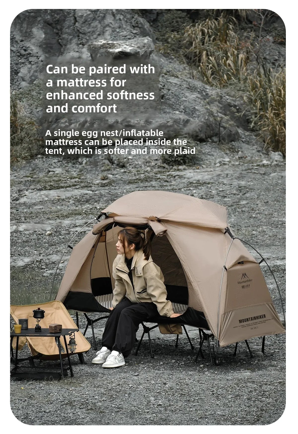 MOUNTAINHIKER 2026 Single Camp Bed Outdoor Tent Waterproof Rainproof Multi-purpose Leisure Camping Shelter for Hiking And Travel