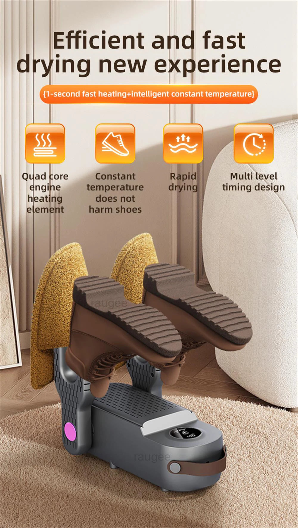 Electric Shoe Dryer With Ultraviolet Sterilization Foldable Boot Warmer Double Arm Shoe Dryer Heater Sock Gloves Dryer Machine