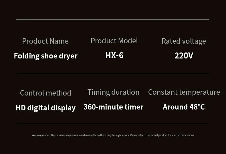 Six-Arm Foldable Shoe Dryer Electric Shoe and Boot Dryer Timing Control Household Shoe Warmer Portable Heater For Socks Boots