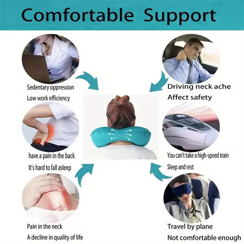 Inflatable Portable Neck Pillow U-shaped Pillow That Can Be Stored And Self Filled Suitable For Outdoor Travel Business Trips