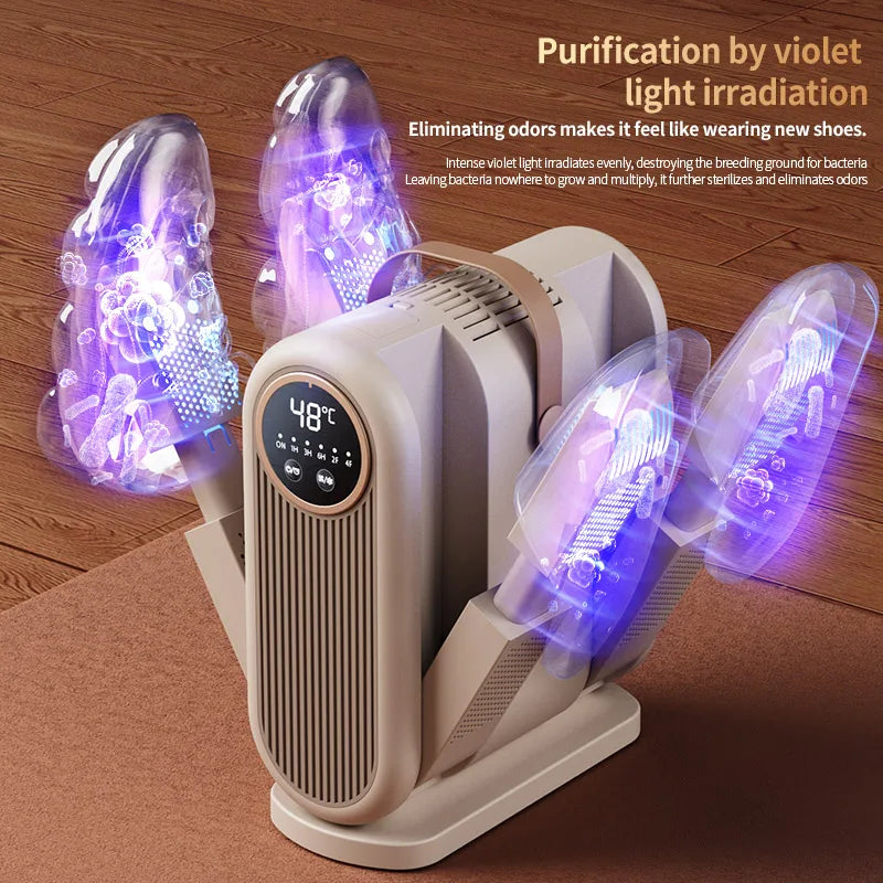 Six-Arm Foldable Shoe Dryer Electric Shoe and Boot Dryer Timing Control Household Shoe Warmer Portable Heater For Socks Boots