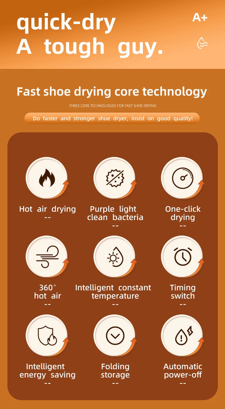 Quick Drying Intelligent Shoe Dryer Telescopic Stretchable Design Timer Function Sterilize Deodorize Shoe Dryer Machine