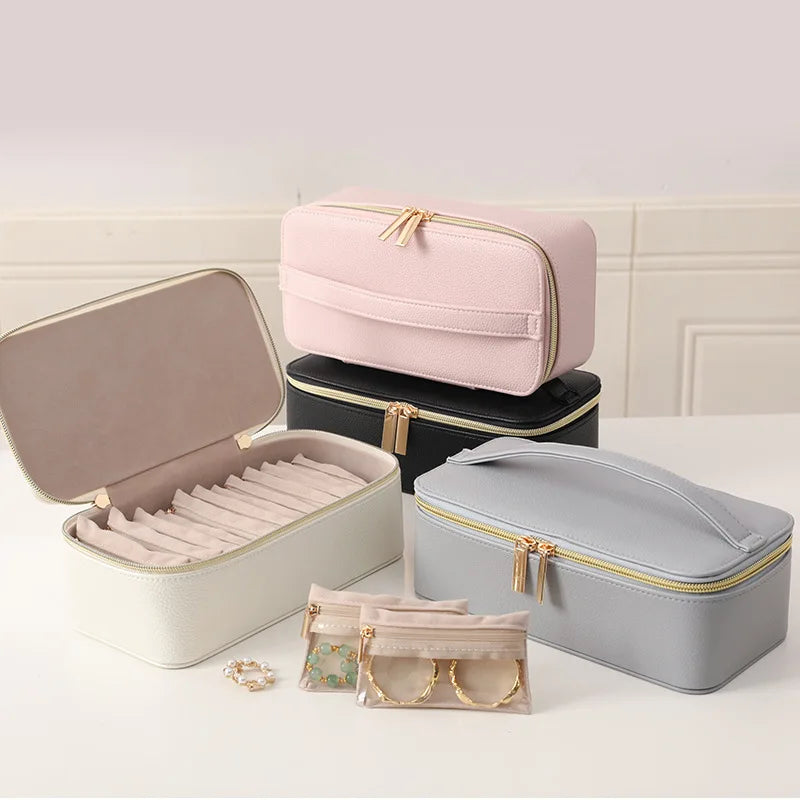 Travel Jewelry Organizer, Jewelry Travle Case with 1 Velvet Jewelry Bags Portable Travel Jewelry Storage Box Valentines Gifts