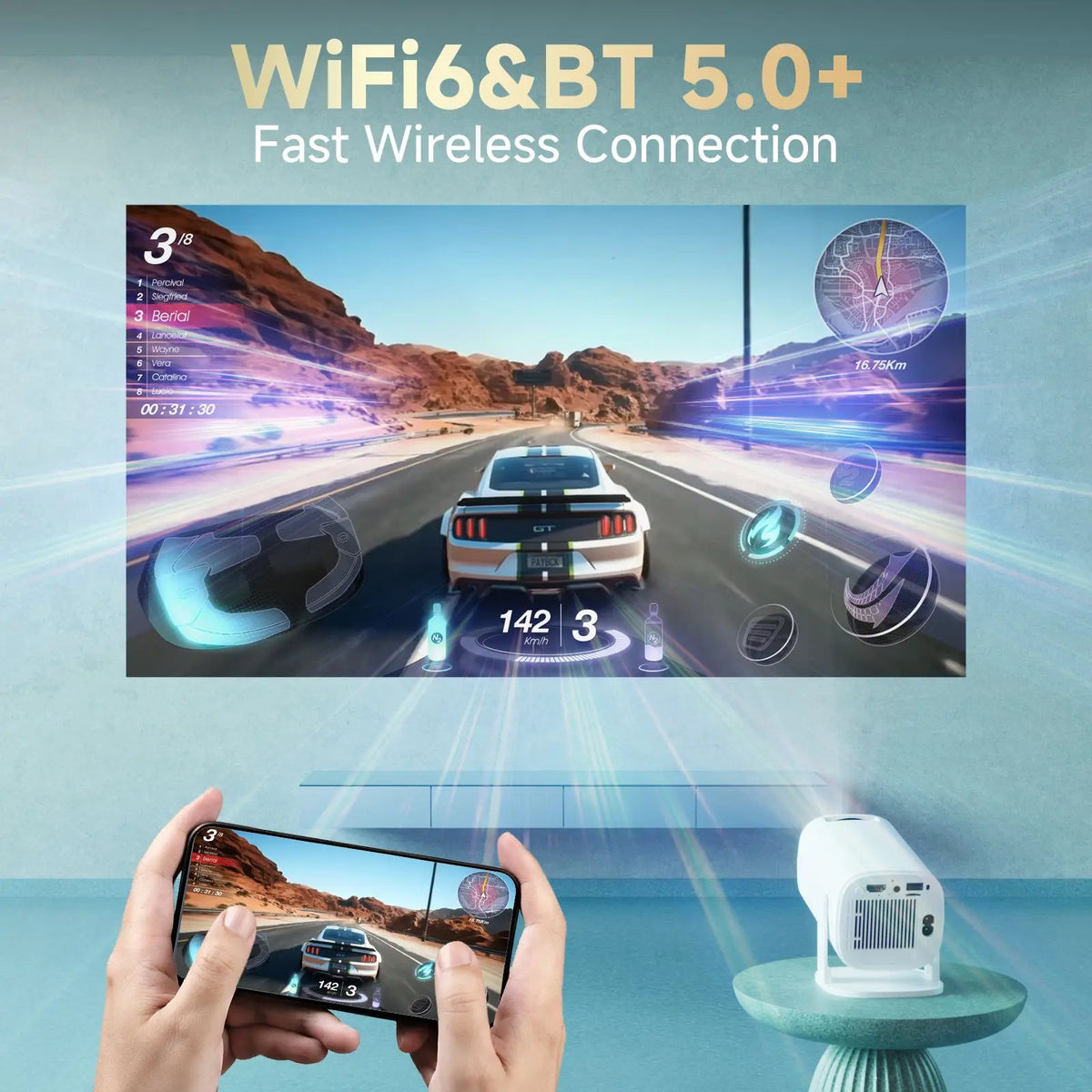P30PRO Android 14 Smart Mini Projector 4K 1080p HD Video WiFi 6 BT5.0 Native 720p Home Theater Outdoor Portable Projector