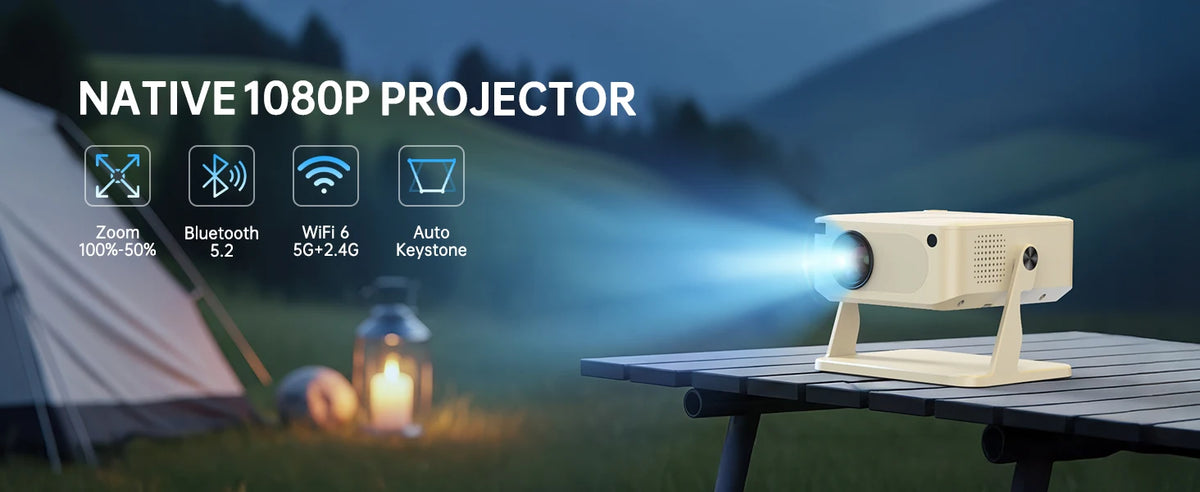 UHOST Mini Projector 4K Android 12.0 1080P 4K 1280*720P Dual WIFI6 BT5.2 Outdoor Portable 180°Rotable Cinema Beam Projector