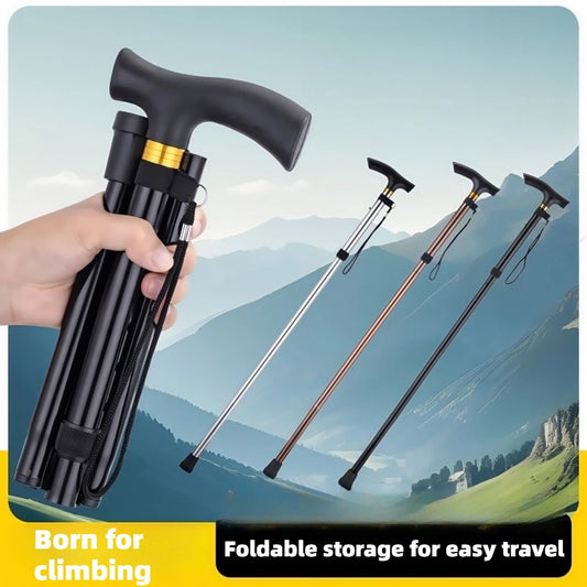 Mountaineering Stick - Men's and Women's Model - Travel Folding Adjustable Telescopic - Multi-functional for The Elderly