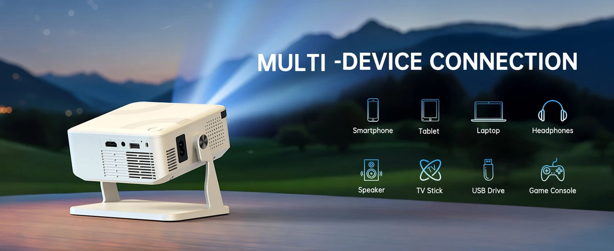 UHOST Mini Projector 4K Android 12.0 1080P 4K 1280*720P Dual WIFI6 BT5.2 Outdoor Portable 180°Rotable Cinema Beam Projector
