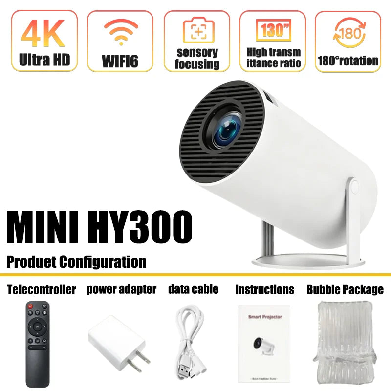 New Projector 4K Android 11 Mini HY300 Wifi6 290ANSI Allwinner H713 BT5.0 1080P 1280*720P Cinema Outdoor portable Projetor