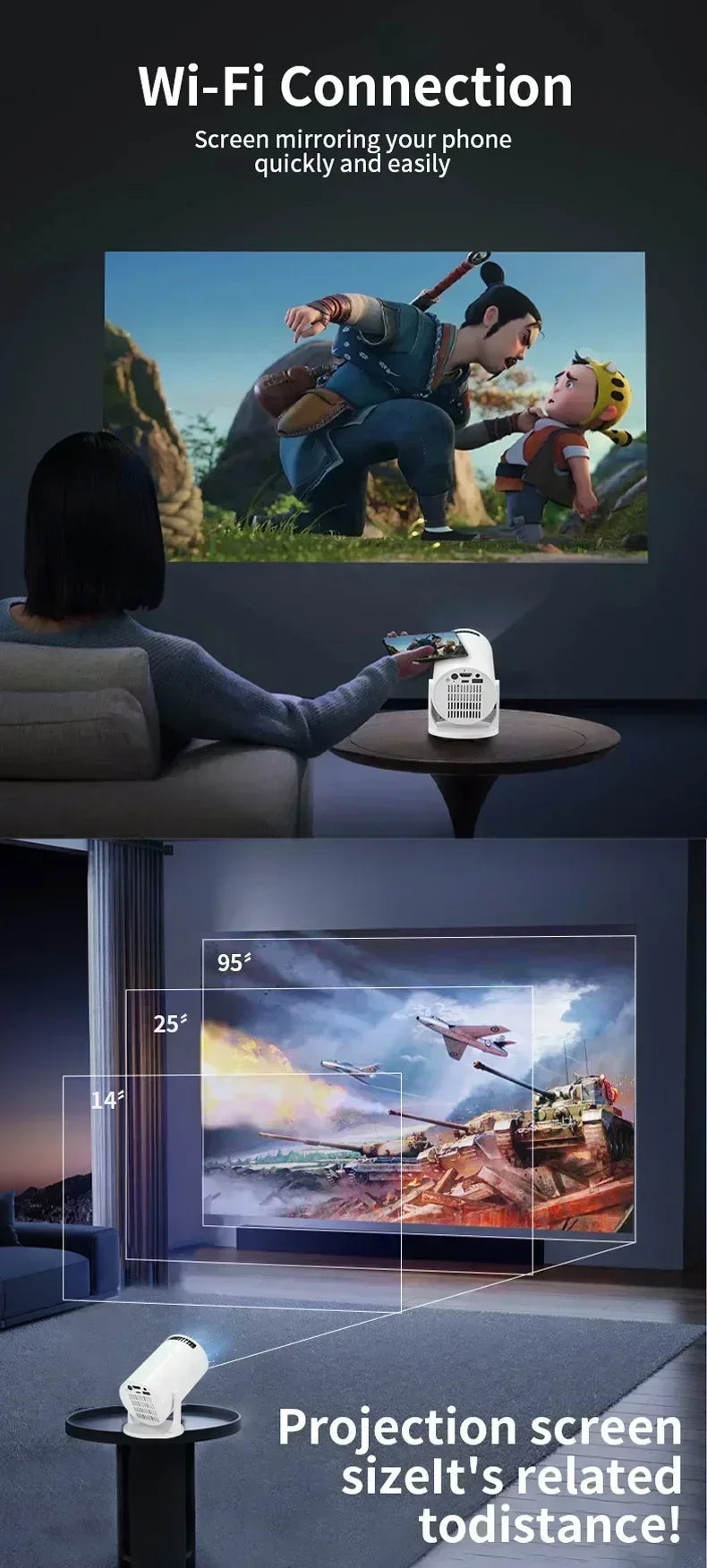 New Projector 4K Android 11 Mini HY300 Wifi6 290ANSI Allwinner H713 BT5.0 1080P 1280*720P Cinema Outdoor portable Projetor