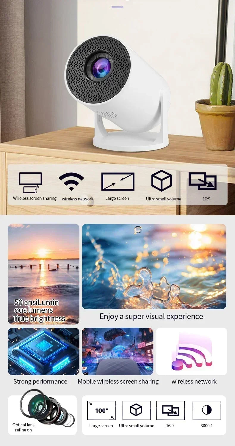 New Projector 4K Android 11 Mini HY300 Wifi6 290ANSI Allwinner H713 BT5.0 1080P 1280*720P Cinema Outdoor portable Projetor