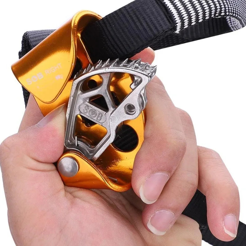 Bearing 150kg Right/Left Foot Climbing Ascender Aluminium Alloy Descender Labor-saving Rope Climber Mountaineering Equipment