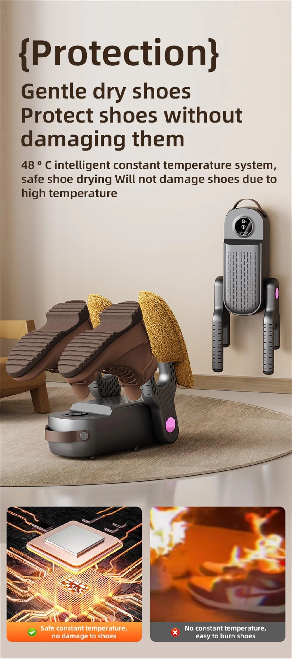 Electric Shoe Dryer With Ultraviolet Sterilization Foldable Boot Warmer Double Arm Shoe Dryer Heater Sock Gloves Dryer Machine