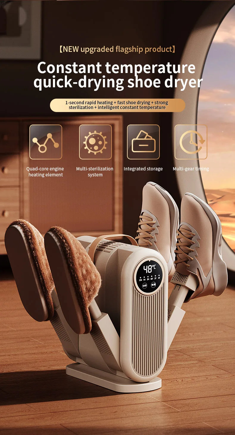 Six-Arm Foldable Shoe Dryer Electric Shoe and Boot Dryer Timing Control Household Shoe Warmer Portable Heater For Socks Boots