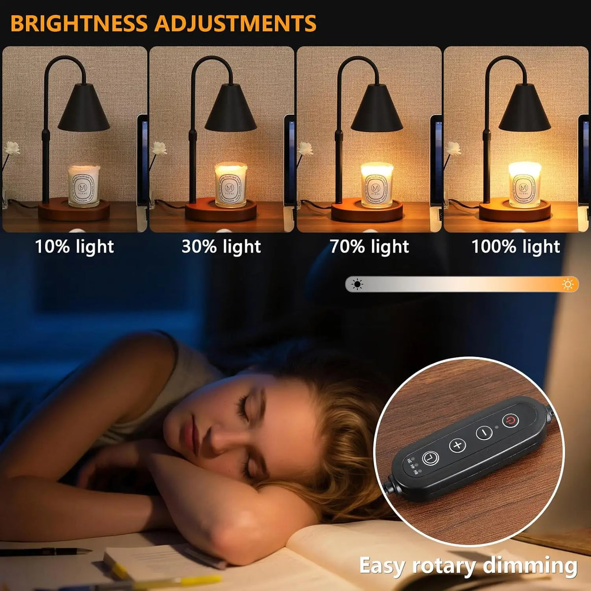 Candle Warmer Lamp with Timer Dimmable Candle Lamp Warmer Glass Candle Warmer Adjustable Candle Light Cozy Bedroom Home Decor