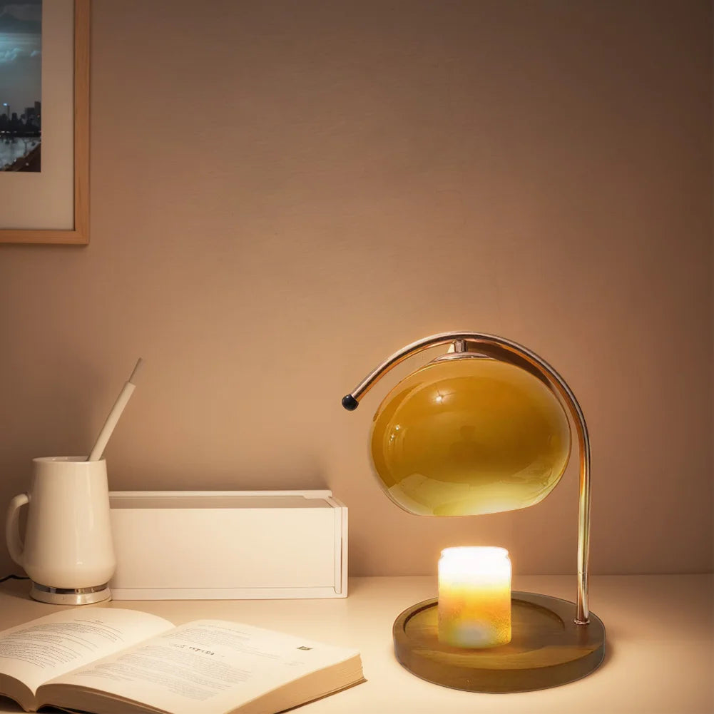 Wooden Base Candle Warmer Lamp with Timer Nordic Candle Wax Lamp Dimmable Modern Wax Melting Light for House Office Decoration