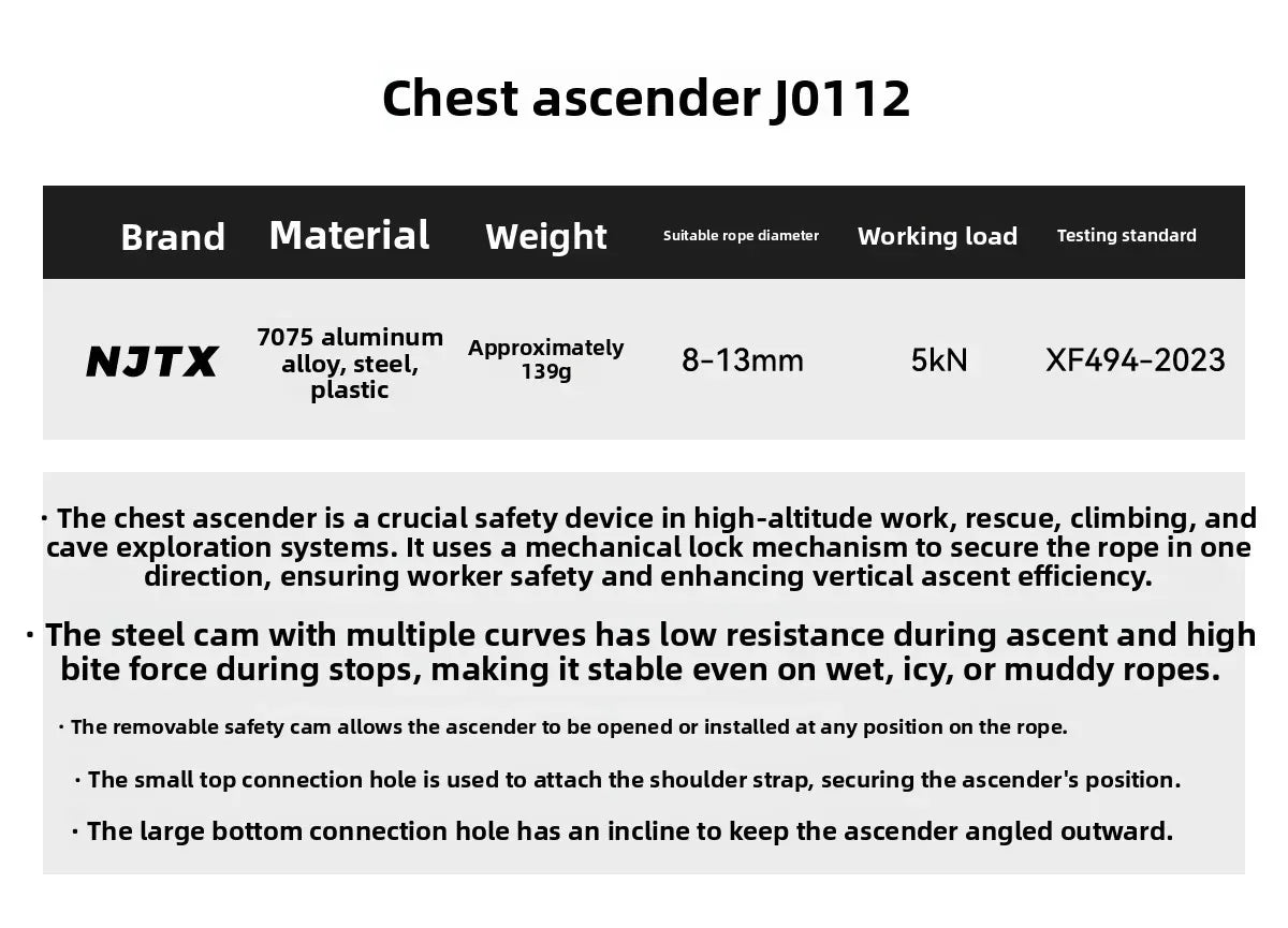 Outdoor Adventure Knee Ascender,Running Rope High Altitude Operation Footrest, Cave Exploration Tree Climbing Rope Knee Ascender