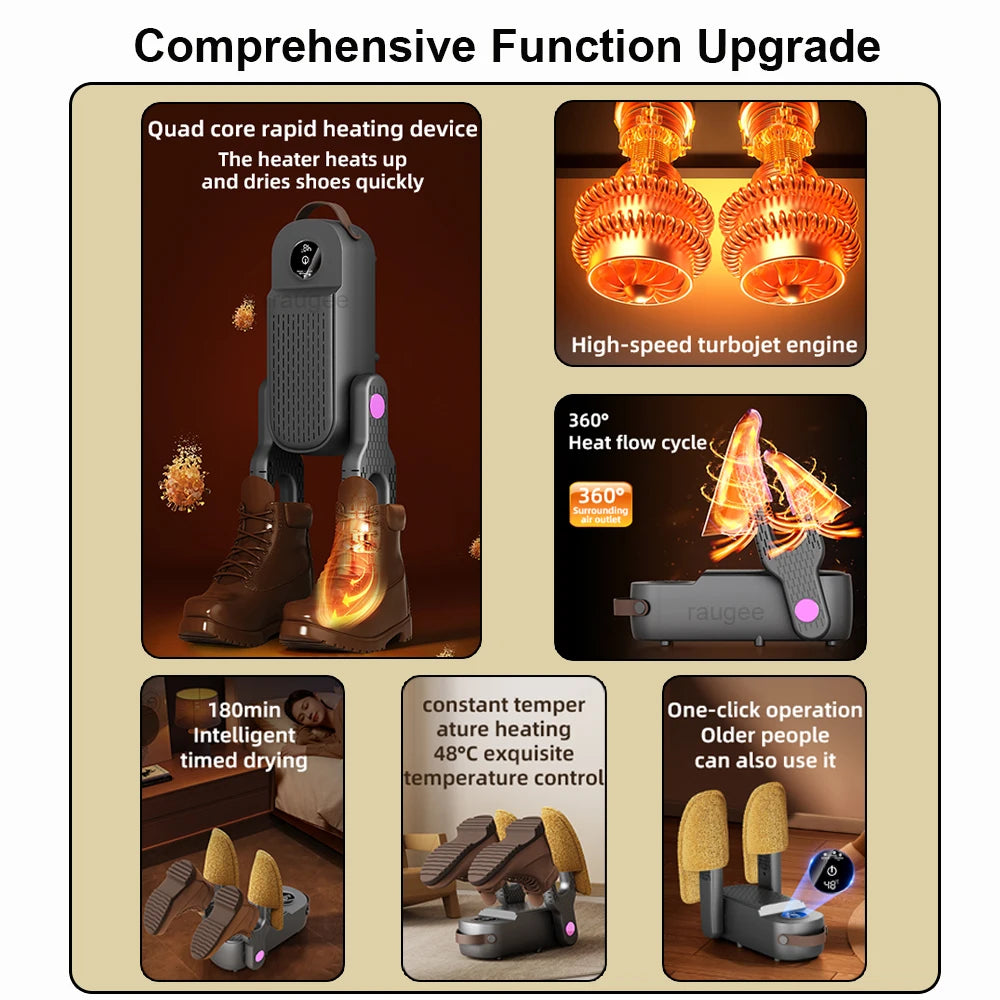 Electric Shoe Dryer With Ultraviolet Sterilization Foldable Boot Warmer Double Arm Shoe Dryer Heater Sock Gloves Dryer Machine