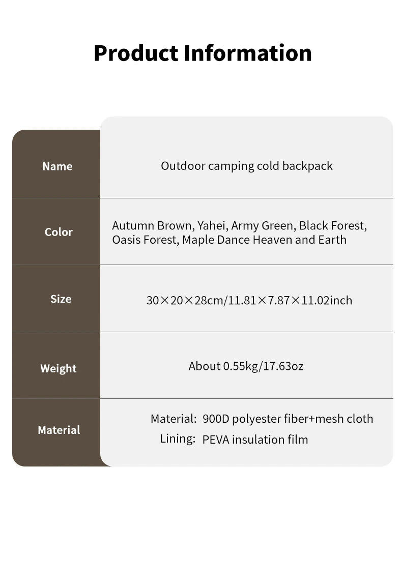 Outdoor Camping Crossbody Insulated Bag, Camping Insulation Bag, Hand-Held Storage Bag, Outdoor Activity Picnic Bag