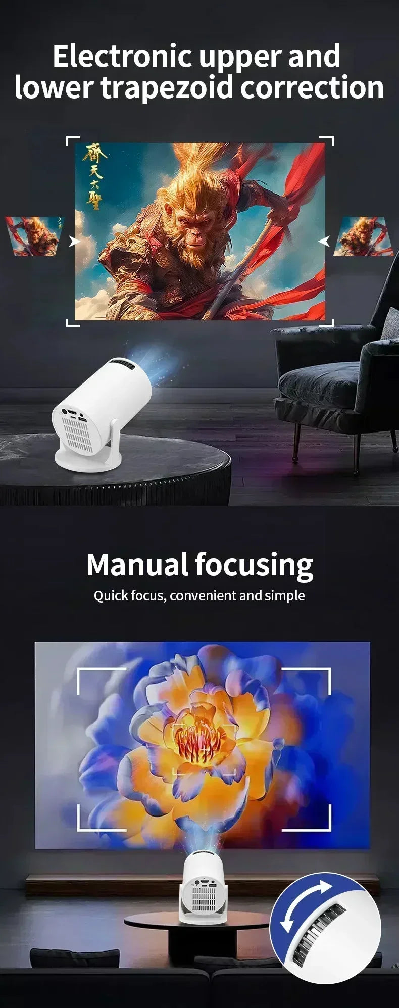 New Projector 4K Android 11 Mini HY300 Wifi6 290ANSI Allwinner H713 BT5.0 1080P 1280*720P Cinema Outdoor portable Projetor