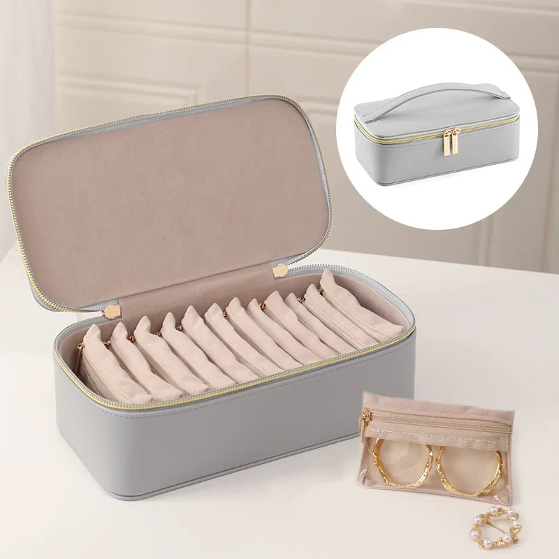 Travel Jewelry Organizer, Jewelry Travle Case with 1 Velvet Jewelry Bags Portable Travel Jewelry Storage Box Valentines Gifts