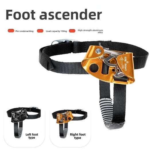 150kg Right/Left Foot Climbing Ascender Aluminium Alloy Descender Labor-saving Rope Climber Mountaineering Equipment