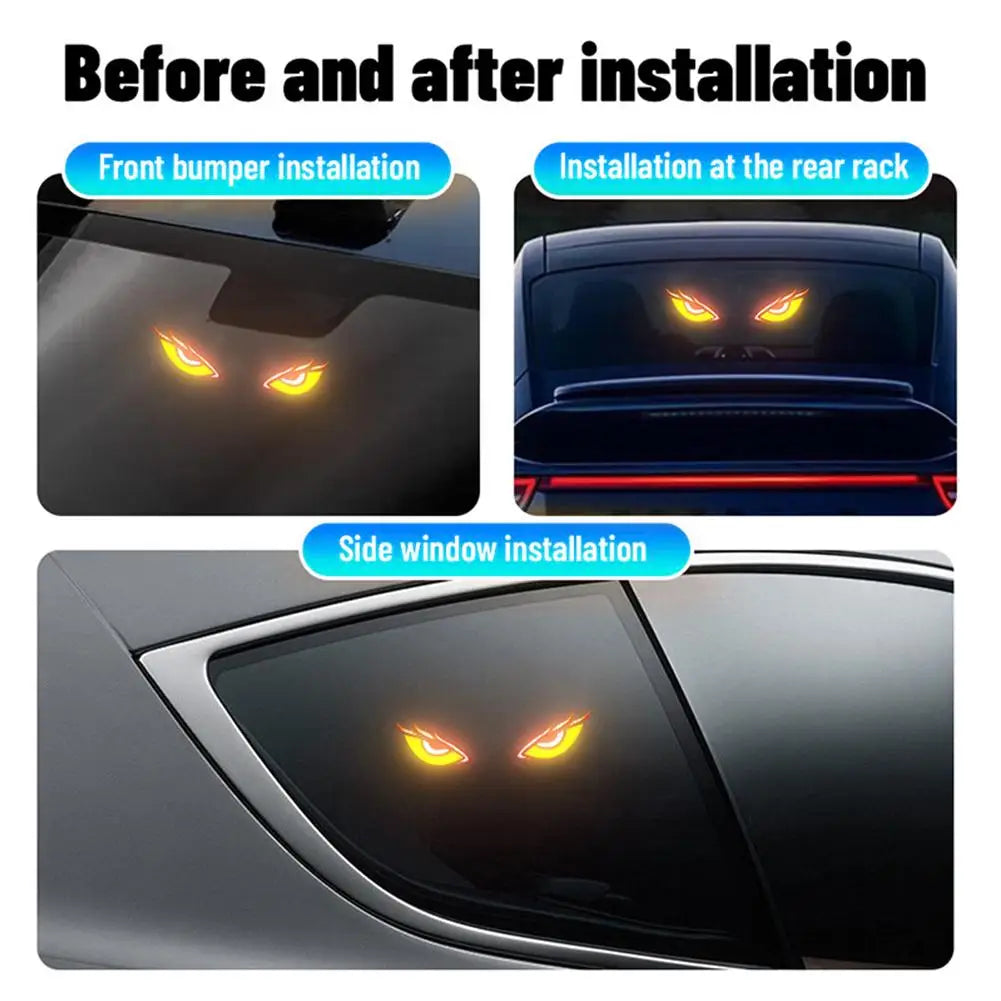 Solar Powered Demon Eye Ambient Light Car Atmosphere Decoration Neon Breathing Lamp Rear Windshield Side Auto Accessories